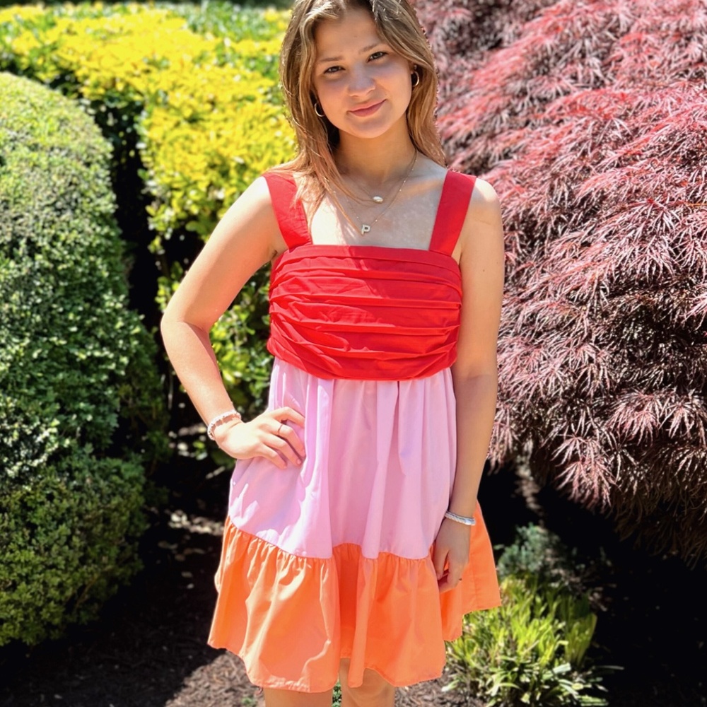 Color Block Tiered Mini Dress